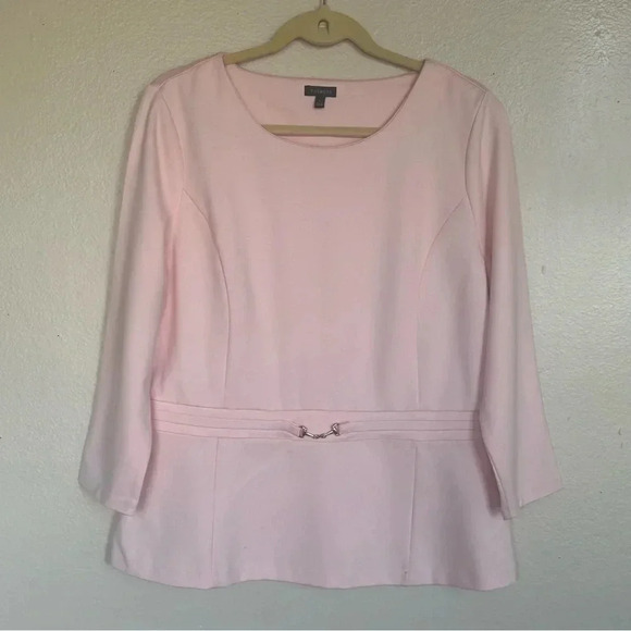 Talbots Tops - Talbots Pink Peplum Preppy Work Pink Top L Brass Buckle